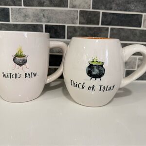 Rae Dunn Witch's Brew and Trick or Treat Mugs - White and Black